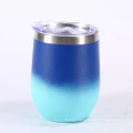 Custom  Gradient Egg shaped Tumbler Thermos Coffee Mug Reusable Stainless Steel Double Wall Coffee Tumblers With Lid